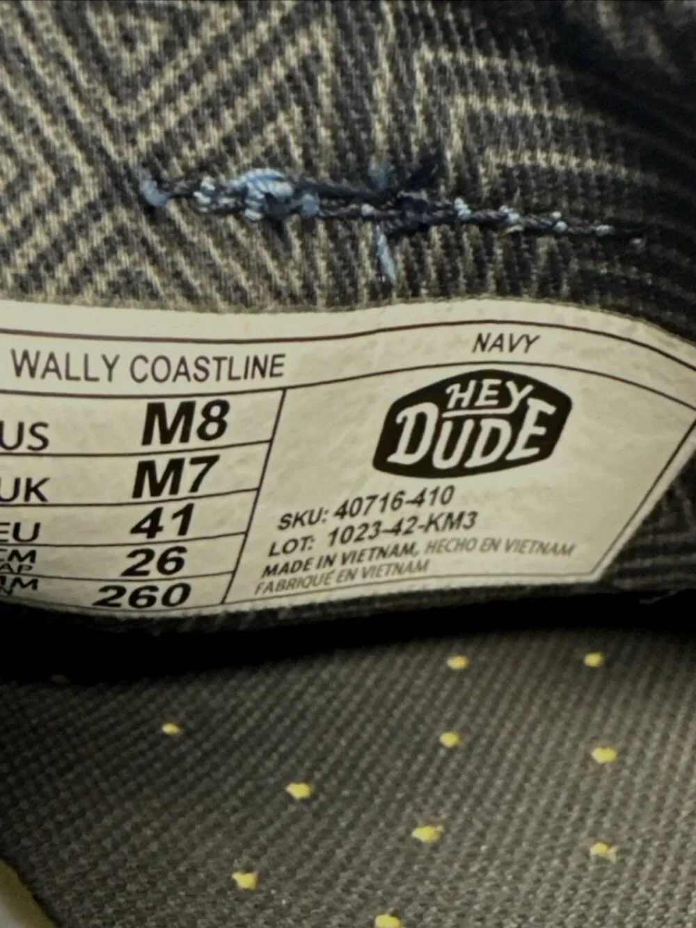 Hey Dude Wally Coastline Shoes Mens 8 Jute Navy Canvas Slip-On Boat Casual - Picture 2 of 8